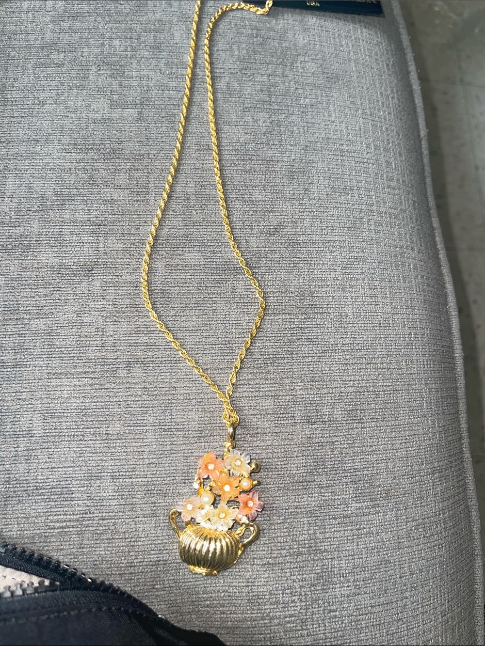 Bijoux Terner Gold-Tone Floral Bouquet Necklace with Pink & Cream Accents